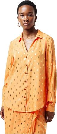 Never Fully Dressed Dames-shirt Fleck Miley met relaxte pasvorm en bisschopsmanchetten (Perzik)