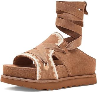 UGG Goldenstar Hi Artistitch Womens Sandals Chestnut : 7.5 B - Medium, Suede