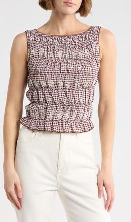 Vigoss Gingham Smock Tank in Brown at Nordstrom Rack, Size X-Small