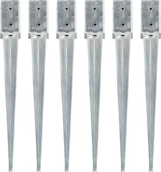 vidaXL Vidaxl - Picas De Tierra 6 Unidades Acero Galvanizado Plateado 8x8x76 Cm