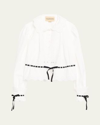 Valentino Garavani Eyelet-Embroidered Poplin Shirt