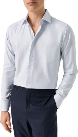 Eton Contemporary Fit Semi Solid Dress Shirt in Light Blue at Nordstrom, Size 15.5