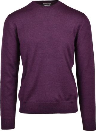 Ballantyne Wol Ronde Hals Pullover Trui - Heren - Ronde hals truien - Paars - 2XL - Wol - Truien & Vesten