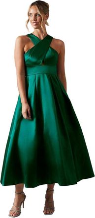 Coast Cross Neck Twill Bridesmaid Dress, 10, Emerald