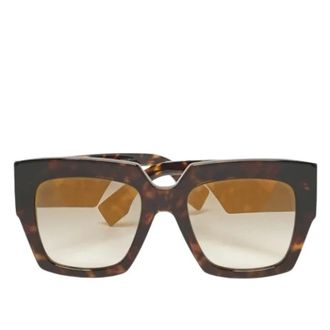 Fendi Pre-owned Accessories, female, Brown, Size: ONE SIZE Pre-owned Square Havana Sunglasses