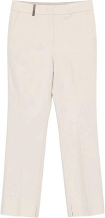 PESERICO Split-Hem Broeken - Dames - Vrijetijds broeken - Wit - XL - Leer - Broeken
