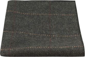 King & Priory Luxury Herringbone Charcoal Grey Tweed Pocket Square, Handkerchief