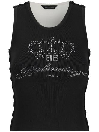 Balenciaga rhinestone embellished top - Black