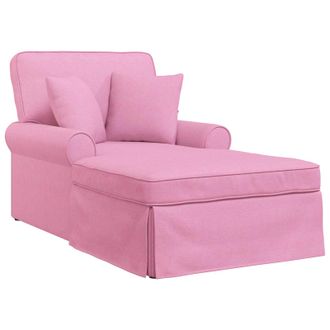 vidaXL Chaise Lounge Con Falda Con Coj&iacute;n Con Almohada 3 Pcs Rosa Tela Vidaxl