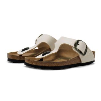 Birkenstock Womens Gizeh Big Buckle Rivet Logo Vegan Sandals In Eggshell