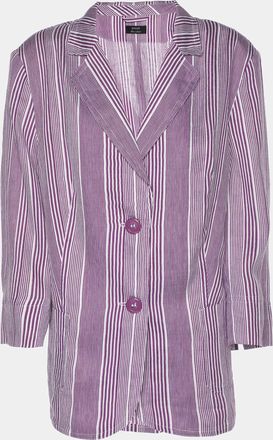 Basler Purple Stripe Linen Blend Single Breasted Blazer