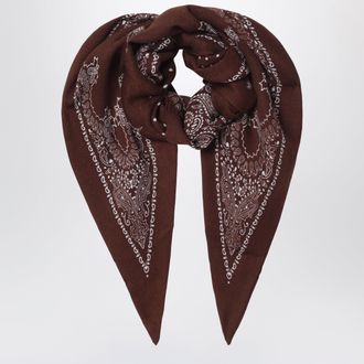 Destin Foulard bandana triangolare marrone in lana