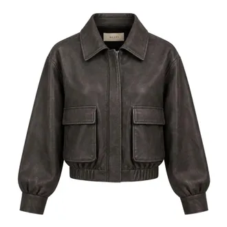 iBlues Jassen, Dames, Bruin, S, Leer, Bomber Leren Jas