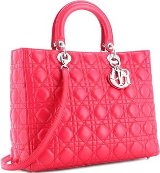 Dior Lady Dior Bag Cannage Quilt Lambskin Large tote bag - Roze
