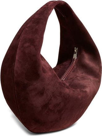 Khaite Medium Olivia Suede Hobo Bag in Rouge Noir 585 at Nordstrom