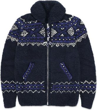 Fortela Navajo Pattern Merino Wool Cardigan in Navy Blue at Nordstrom, Size Xx-Large Eu