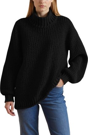 Generic 2025 Womens 2024 Turtleneck Sweaters Batwing Sleeve Casual Fall Loose Oversized Knitted Pullover Sweater Tops Shorts Suits for Women Work (Black, L)