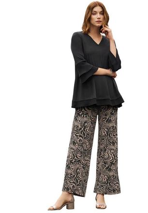 Jessica London Ruffle Layered Sleeve Top in Black at Nordstrom, Size Medium