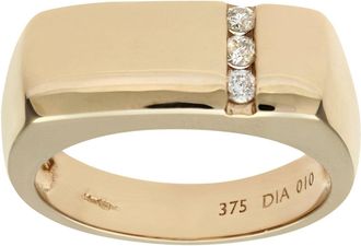Jewelco London 9ct Gold 10pts Diamond Trilogy Channel Set Signet Ring 7mm - PR0AXL4758Y