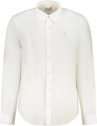 Timberland Wit Linnen Overhemd Slim Fit - Heren - Casual Overhemden - Wit - S - Linnen - Overhemden
