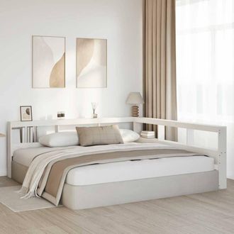 Berkfield Home Decorative Bookcase Headboard L-Shaped White 180 cm Solid Wood Pine