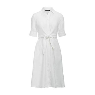 Ralph Lauren Wakana 3/4 Mouw Casual Jurk - Dames - Shirt Kleedjes - Wit - XL - Linnen - Kleedjes