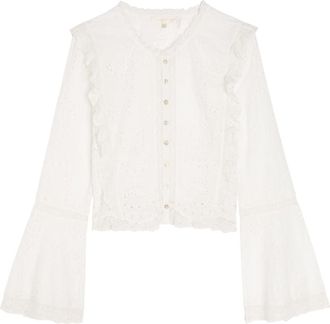 LoveShackFancy Loveshackfancy Hawthorne Embroidered Cotton top - White - S (UK8-10 / S)