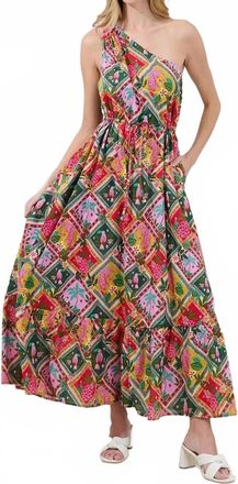 Sugarlips Elya One Shoulder Midi Dress In Tropical