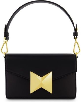 Mac Duggal Classic Leather Gold Plated Hardware Shoulder Bag in Black at Nordstrom