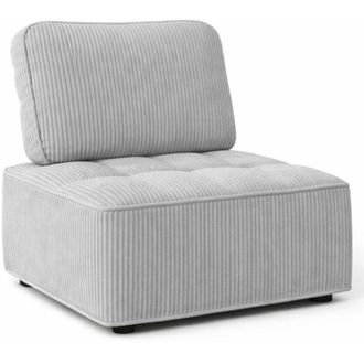 IDMarket Modulo divano e poltrona ALFIE in velluto a coste grigio chiaro