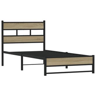 vidaXL Estructura De Cama Sin Colch&oacute;n Metal Roble Sonoma 80x200 Cm Vidaxl