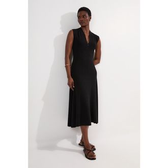 Karen Millen Petite Sleeveless Knitted Midi Dress in Black at Nordstrom, Size X-Small P