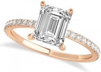 Allurez Emerald Diamond Hidden Halo Engagement Ring 18k Rose Gold (2.93ct)