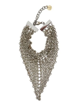 Silvia Gnecchi Bandite Silver-Colored Necklace With Chain Design And Logo Pendant In Brass Woman
