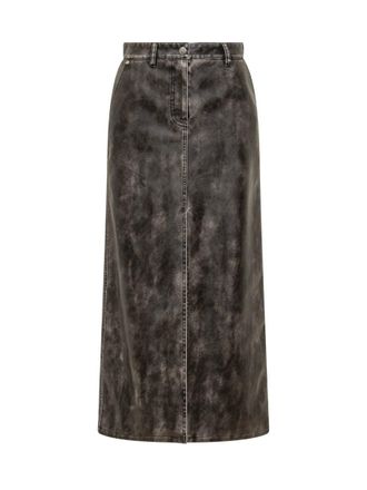 Palm Angels Palm Angels Vintage Effect Eco Leather Midi Skirt