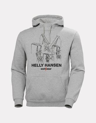 Helly Hansen Mens Helly Hansen Graphic Workwear Hoodie Grey - Size: 44