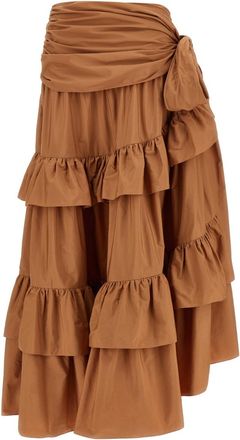 Chlo&eacute; Pink Flounces Volant Skirt