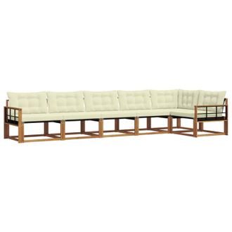 vidaXL Conjunto De Sof&aacute;s De Exterior Con Coj&iacute;n 6 Pcs Natural Y Crema Vidaxl