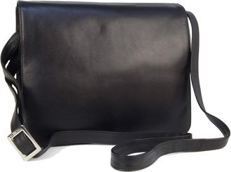 Visconti Womens Medium Leather Cross Body Bag - Office Work Messenger Bag A5 - Multiple Pockets - Adjustable Shoulder Strap -Tess 754 - Black