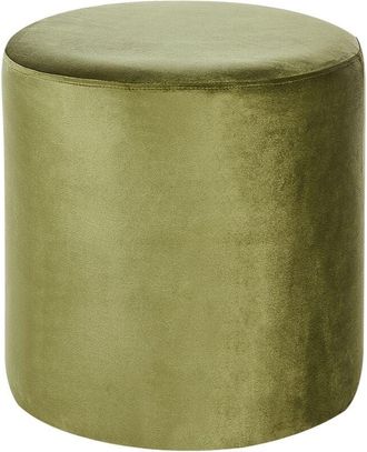 Beliani Beliani - Modern Velvet Round Pouffe Ottoman Living Room Bedroom Olive Green Lovett