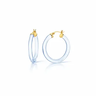 Gold & Honey Womens Thin Lucite Hoop Earrings In Pastel Blue