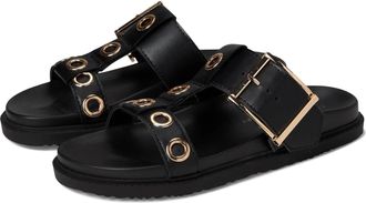 Chinese Laundry Womens Chinese Laundry Rozalia Sandals Black Leather Slip On Slide HAWK2005