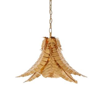 Loops Gold Ceiling Pendant Light Decorative Leaf Design Single Bulb Hanging Fitting
