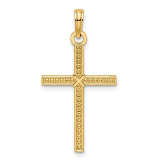 Diamond2Deal 14k Yellow Gold Beaded & Polished Fancy Cross Pendant