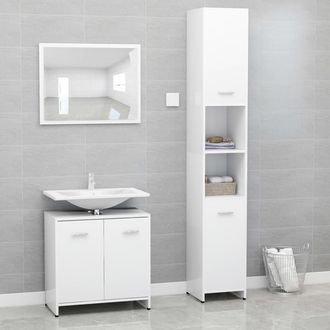 vidaXL Juego Muebles De Ba&ntilde;o 3 Pzas Madera De Ingenier&iacute;a Blanco Vidaxl