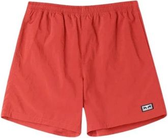 Obey Rode Nylon Shorts - Easy Eyes - Heren - Korte Broeken - Rood - L - Nylon - Korte Broeken