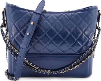 Chanel Gabrielle Quilted Goatskin and Patent Medium hobo bag - Blue