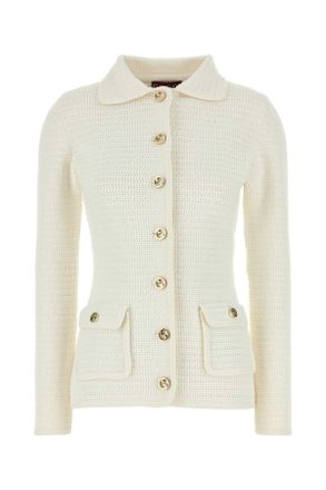 Gucci White Stretch Crochet Blazer