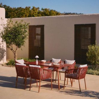 Sklum Set De Mesa Rectangular 160x90 Cm Y 6 Sillas De Jard&iacute;n En Aluminio Arhiza Classic Sklum