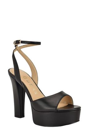 Guess Hitten Ankle Strap Platform Sandal in Black at Nordstrom, Size 7.5